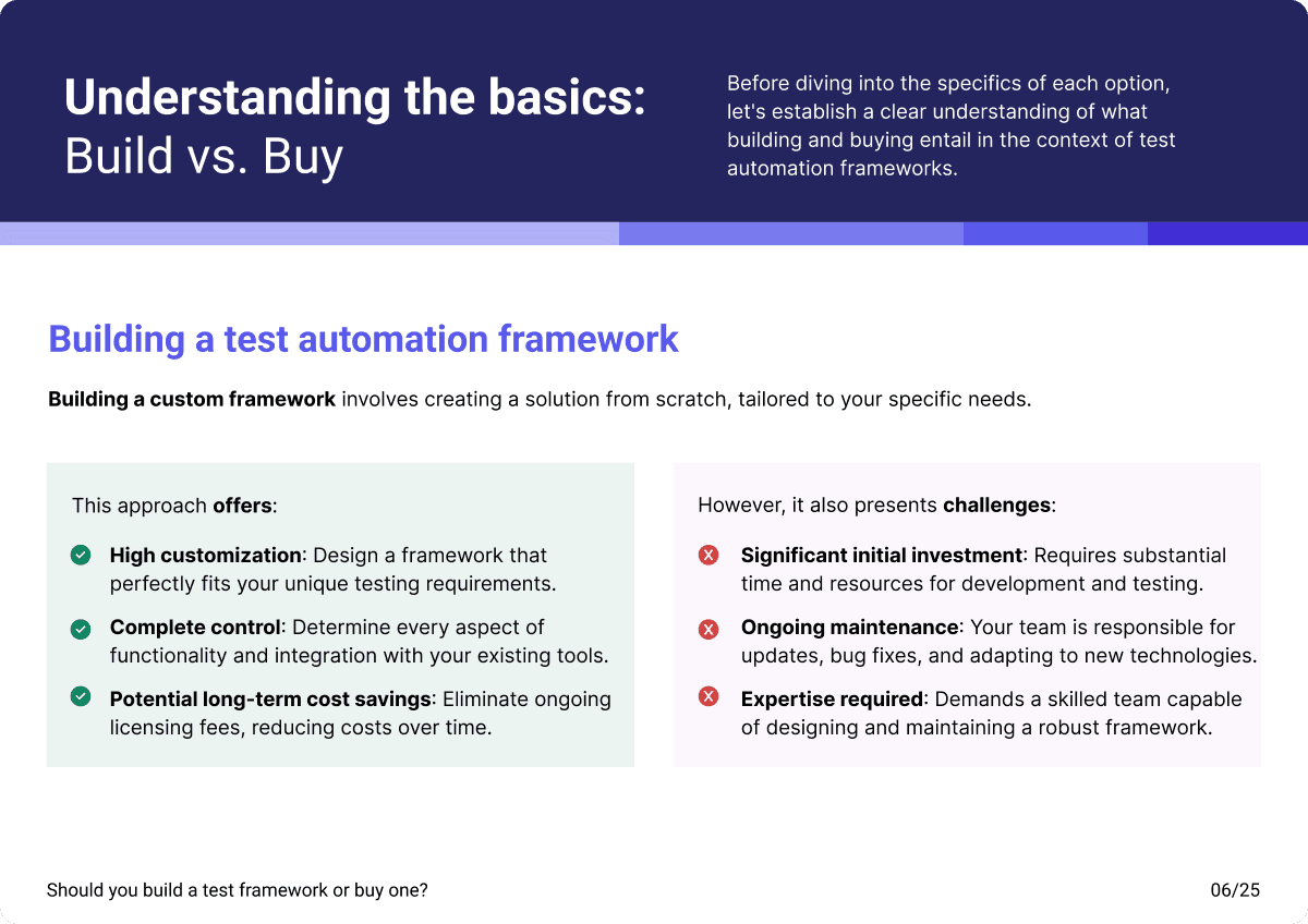 Build automation framework from scratch - Pros & Cons