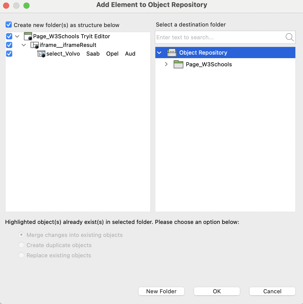 How to add captured Element to the Object Repository in Katalon Studio