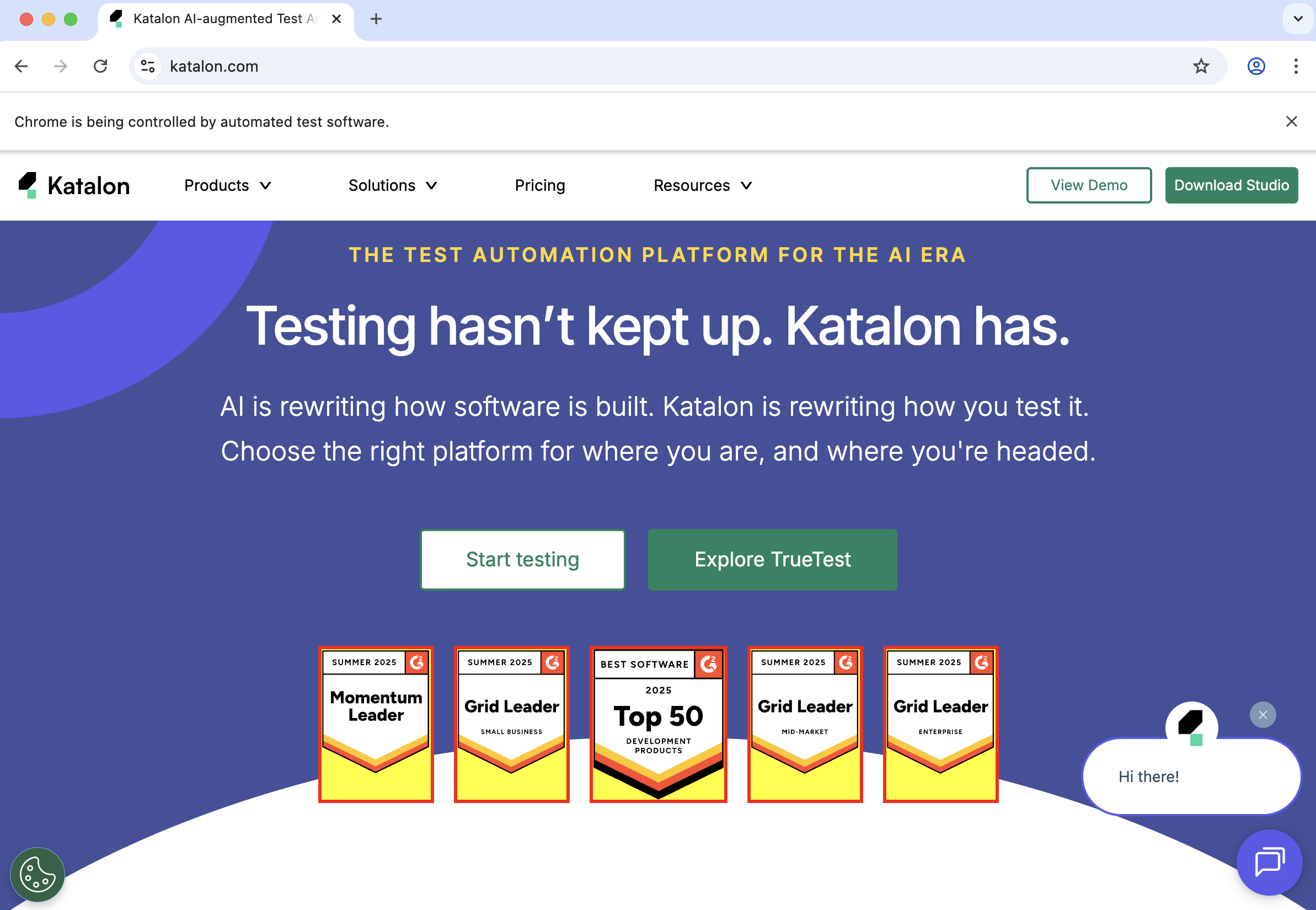 Highlighting an element on Katalon's homepage using Selenium
