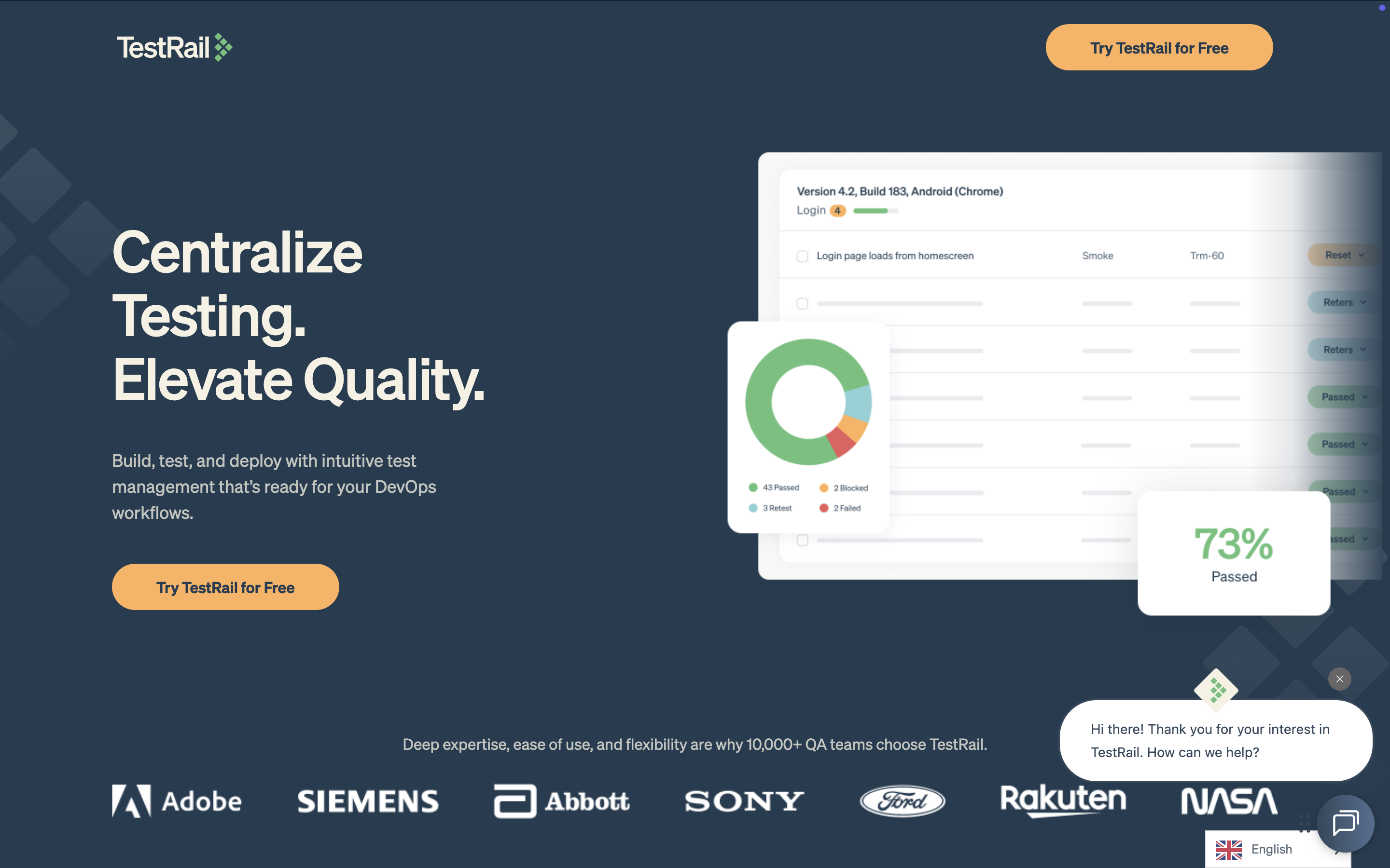 TestRail UI screenshot