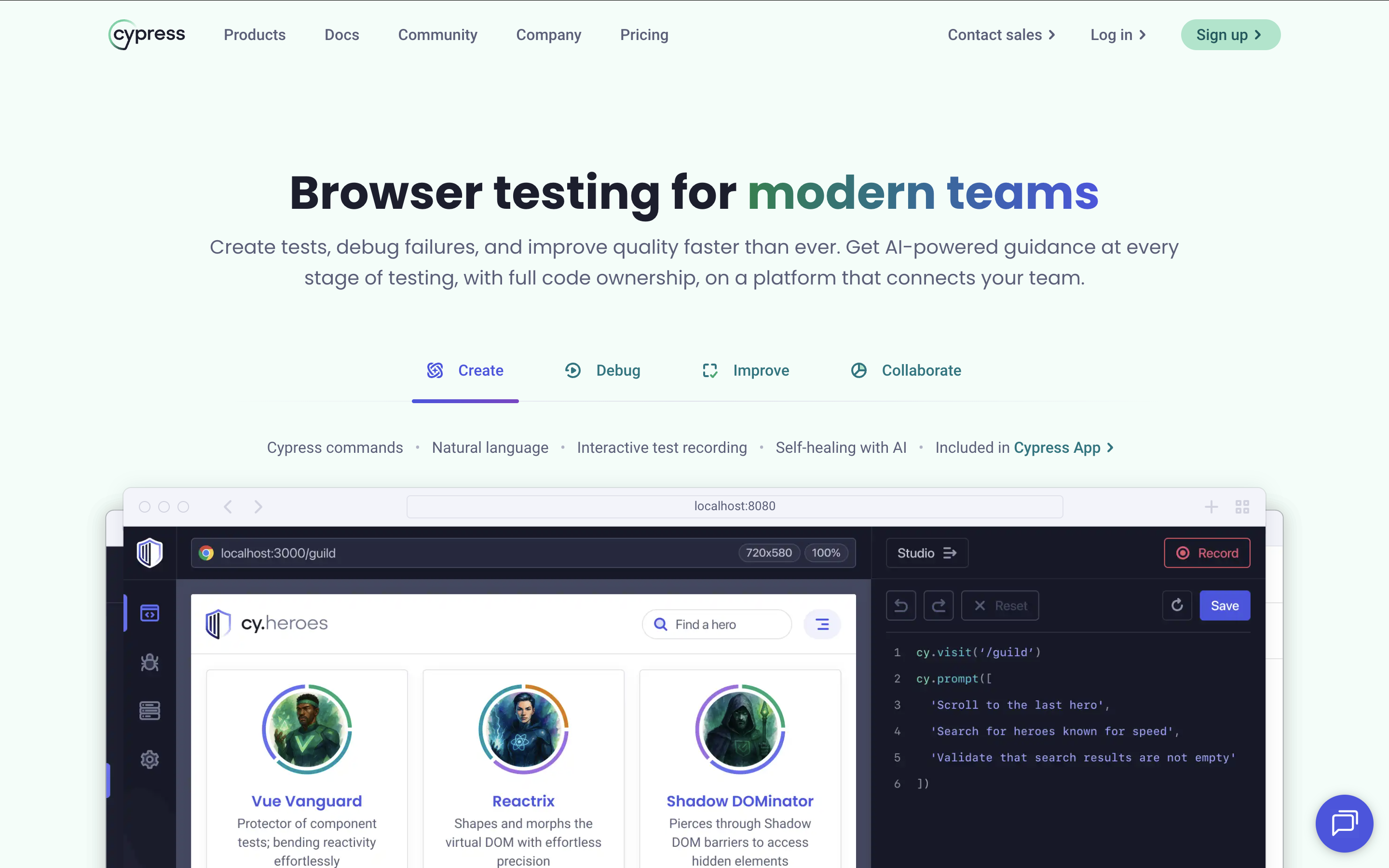 Cypress interface screenshot